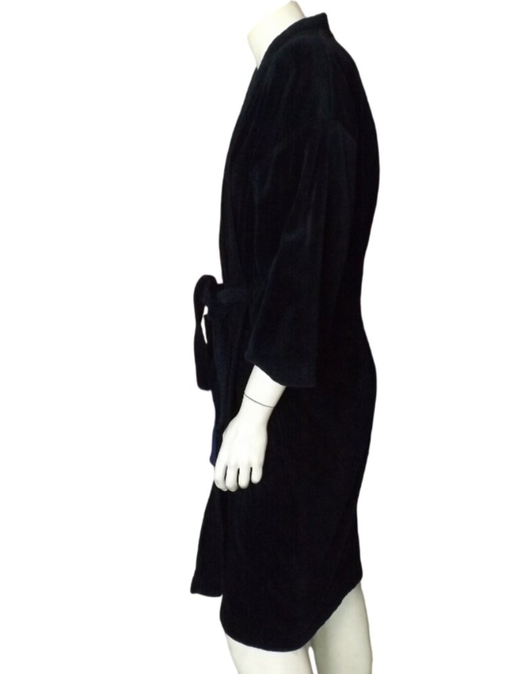 Vintage Terrycloth Robe, M/L, Navy Blue, Heavy Plush, Pocket, Self Tie Sash - Picture 8 of 10